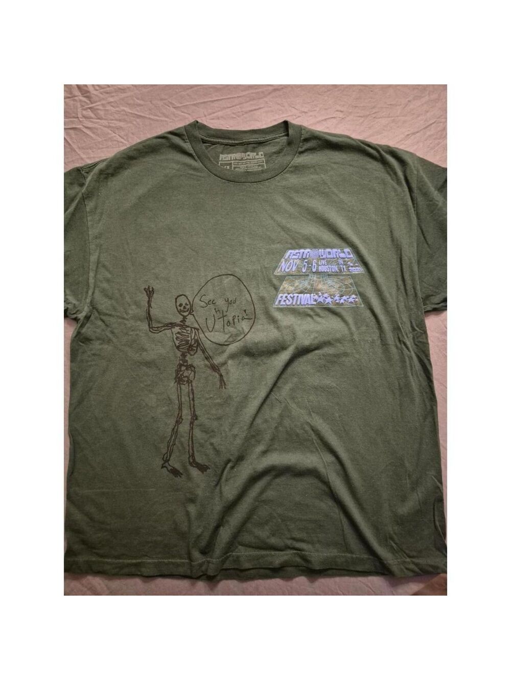 Travis Scott AstroWorld Green Tour Tee Size XL